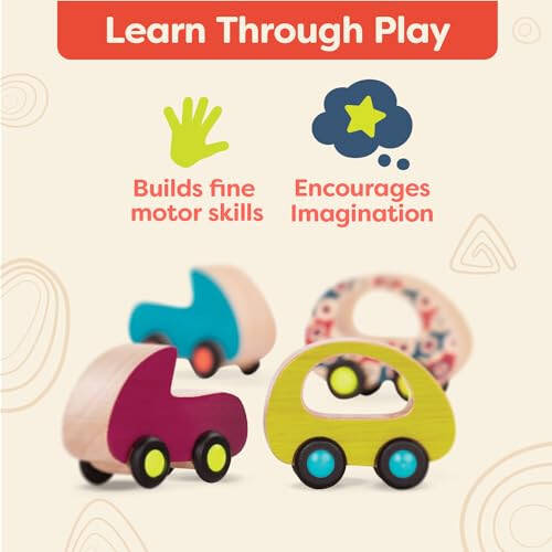 B. toys – Wooden Toy Cars Set with 6 Colorful Vehicles for Kids & Toddlers – Durable Trucks – Easy – Grip Kids Toys for Ages 1+ - 34