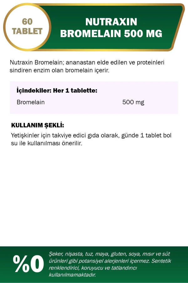 B1, B2, B3, B5, B6, B12 İçeren B Vitamini Kompleksi 60 Tablet + Bromelain Ananas 60 Kapsül - 3