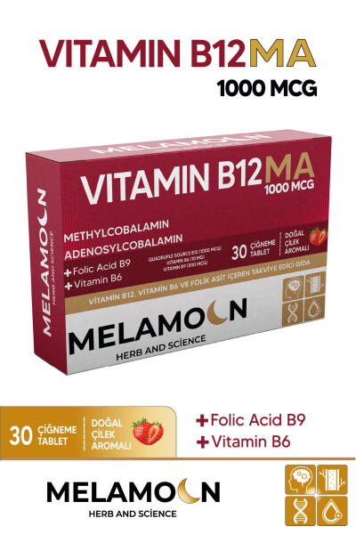 B12, B6 and Folic Acid: Nervous System, Pregnancy and Blood Formation Support 1000mcg - 6