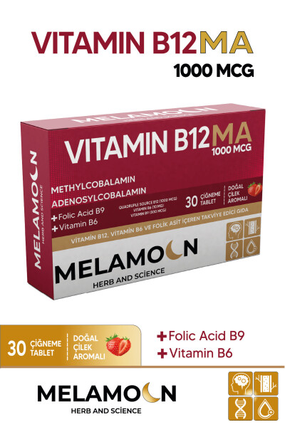 B12, B6 and Folic Acid: Nervous System, Pregnancy and Blood Formation Support 1000mcg - 12