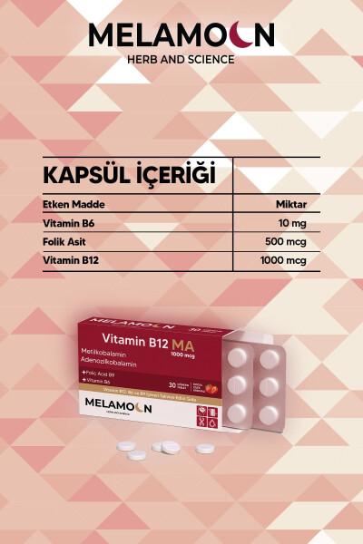 B12, B6 ve Folik Asit: Sinir Sistemi, Hamileler ve Kan Oluşumu Desteği 1000mcg - 8