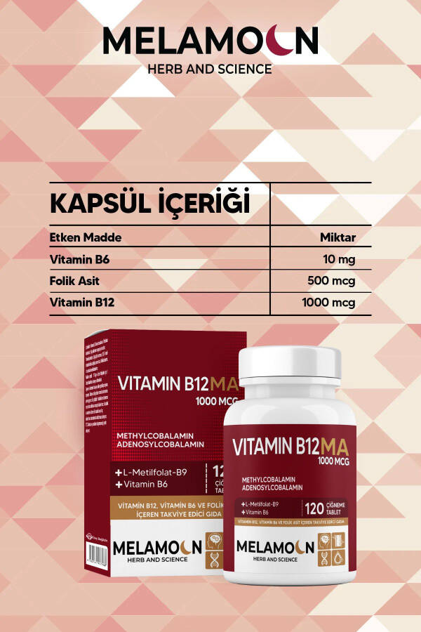 B12, B6 ve Folik Asit: Sinir Sistemi, Hamileler ve Kan Oluşumu Desteği 1000mcg - 3