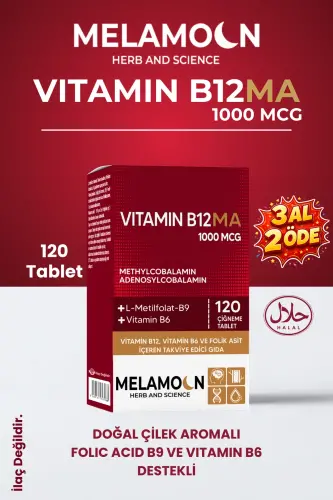 B12, B6 Ve Folik Asit: Sinir Sistemi, Kan Oluşumu Desteği 1000mcg 120 Tablet - 3