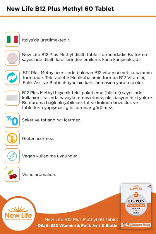 B12 Plus 60 Til ostida Tabletka - Gilos 7640128140139 - 2