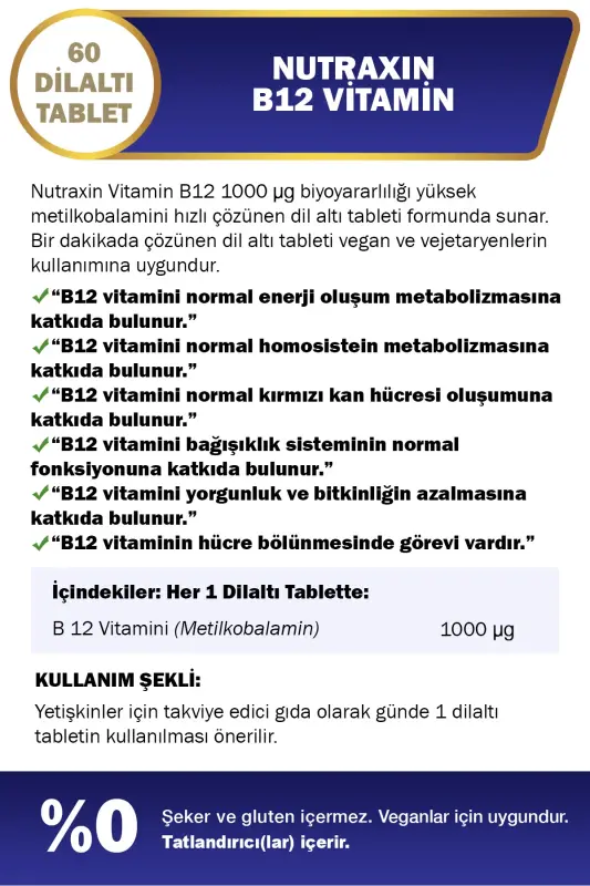 B12 Vitamini 1000 Mcg - Til osti osti tabletkasi - 2