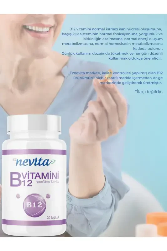 B12 Vitamini Oziq-ovqat Qo'shimchasi 30 Tabletka - 2