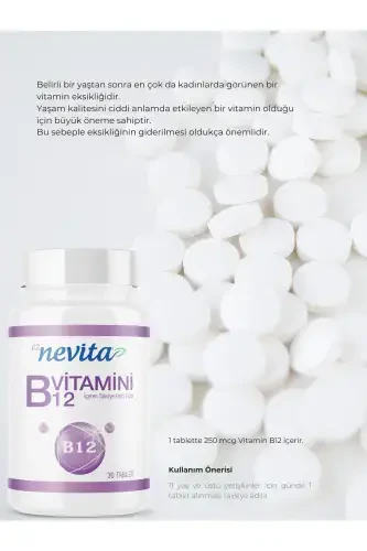 B12 Vitamini Oziq-ovqat Qo'shimchasi 30 Tabletka - 3