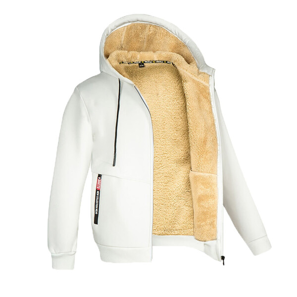 B91xZ Winter Coats for Men Full Zip Bomber Solid Turtleneck Long Sleeve Bomber Slim Casual Jacket, White M - 1