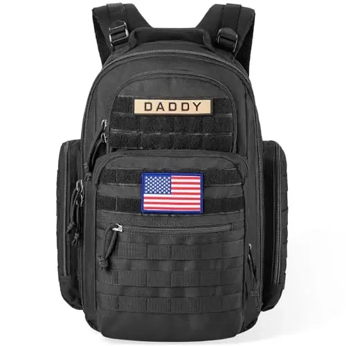 SHARKMOUTH Diaper Bag Backpack for Dad and Mom, Military Molle diaper Pack with Insulated Bottle Holders and Wipe Pocket - 1