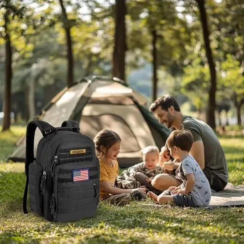 SHARKMOUTH Diaper Bag Backpack for Dad and Mom, Military Molle diaper Pack with Insulated Bottle Holders and Wipe Pocket - 2