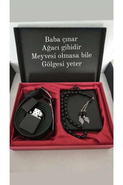 Babaya Doğum Günü Hediyesi Cüzdan Kemer Tesbih Çakmak Seti - Modazone