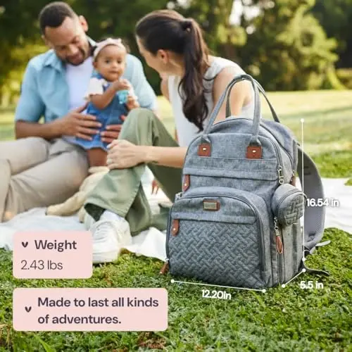 BabbleRoo Diaper Bag Backpack - Baby Essentials Travel Tote - Multi Function Water Resistant Diaper Bag, Travel Essentials Baby Bag with Changing Pad, Stroller Straps & Pacifier Case - Unisex, Purple - 4