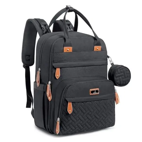 BabbleRoo Diaper Bag Backpack - Baby Essentials Travel Tote - Multi Function Water Resistant Diaper Bag, Travel Essentials Baby Bag with Changing Pad, Stroller Straps & Pacifier Case - Unisex, Black - BABBLEROO (1)