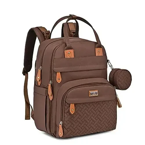 BabbleRoo Diaper Bag Backpack - Baby Essentials Travel Tote - Multi Function Waterproof Diaper Bag, Travel Essentials Baby Bag with Changing Pad, Stroller Straps & Pacifier Case - Unisex, Brown - Modazone (1)