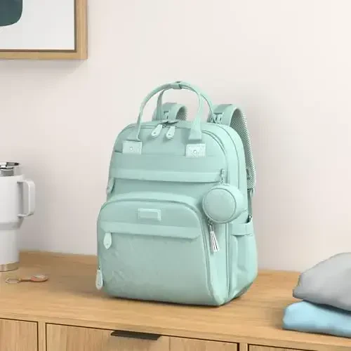 BabbleRoo Diaper Bag Backpack - Baby Essentials Travel Bag - Multi Function Water Resistant Diaper Bag, Travel Essentials Baby Bag with Changing Pad, Stroller Straps & Pacifier Case – Sage Green - 3