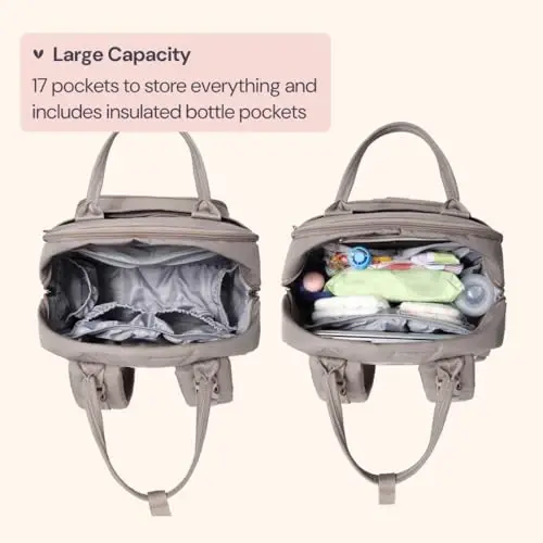 BabbleRoo Bebek Bezi Çantası Sırt Çantası - Bebek Temel Seyahat Çantası - Çok Fonksiyonlu Suya Dayanıklı Bebek Bezi Çantası, Alt Değiştirme Pedi, Bebek Arabası Kayışları ve Emzik Kutusu ile Seyahat Temel Bebek Çantası - Unisex, Haki - 1