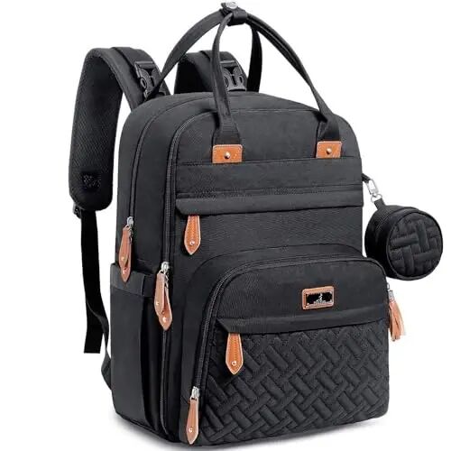 BabbleRoo Diaper Bag Backpack - Baby Essentials Travel Tote - Multi Function Water Resistant Diaper Bag, Travel Essentials Baby Bag with Changing Pad, Stroller Straps & Pacifier Case - Unisex, Black - BabbleRoo