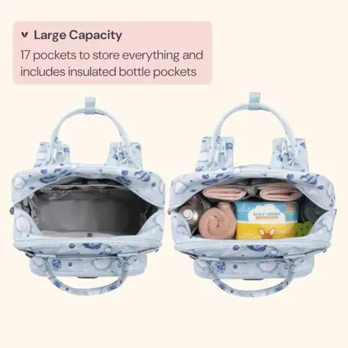 BabbleRoo Diaper Bag Ryukzagi - Bolalar uchun zarur bo'lgan sayohat sumkasi - Ko'p funktsiyali suv o'tkazmaydigan taglik sumkasi, O'zgartirish uchun joy, aravachalar uchun tasmalar va so'rg'ich qutisi bilan sayohat uchun zarur bo'lgan bolalar sumkasi - Uniseks, Kosmik - 2