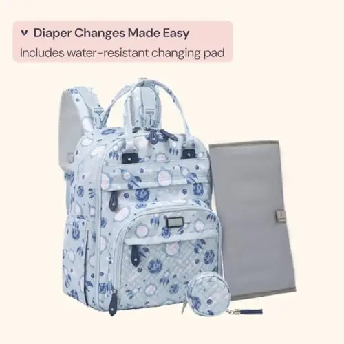 BabbleRoo Diaper Bag Ryukzagi - Bolalar uchun zarur bo'lgan sayohat sumkasi - Ko'p funktsiyali suv o'tkazmaydigan taglik sumkasi, O'zgartirish uchun joy, aravachalar uchun tasmalar va so'rg'ich qutisi bilan sayohat uchun zarur bo'lgan bolalar sumkasi - Uniseks, Kosmik - 6