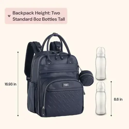 BabbleRoo Leather Diaper Bag рюкзак - дорожная сумка для детских вещей первой необходимости, многофункциональная, с пеленальным ковриком, ремнями для коляски и футляром для пустышки – унисекс, Midnight Blue - 5