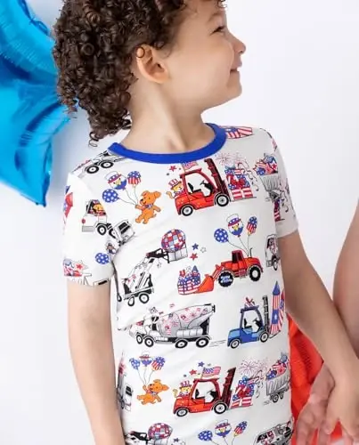 babee Reshinee Bamboo Viscose Toddler Boys Pajamas Set, Short Sleeve Kids | Boys & Girls 2-Piece Snug Fit PJs, 12M-8Y, Cool Summer Sleepwear, Breathable, Stretchy, Tagless, Buttery Soft, Cozy Jammies - 6