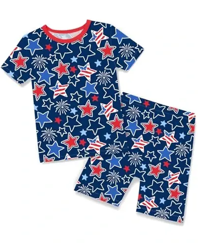 babee Reshinee Bamboo Viscose Toddler Boys Pajamas Set, Short Sleeve Kids | Boys & Girls 2-Piece Snug Fit PJs, 12M-8Y, Cool Summer Sleepwear, Breathable, Stretchy, Tagless, Buttery Soft, Cozy Jammies 