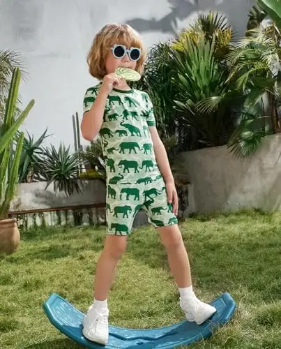 babee Reshinee Bamboo Viscose Toddler Boys Pajamas Set, Short Sleeve Kids | Boys & Girls 2-Piece Snug Fit PJs, 12M-8Y, Cool Summer Sleepwear, Breathable, Stretchy, Tagless, Buttery Soft, Cozy Jammies - babee (1)