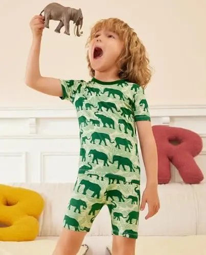 babee Reshinee Bamboo Viscose Toddler Boys Pajamas Set, Short Sleeve Kids | Boys & Girls 2-Piece Snug Fit PJs, 12M-8Y, Cool Summer Sleepwear, Breathable, Stretchy, Tagless, Buttery Soft, Cozy Jammies - 4