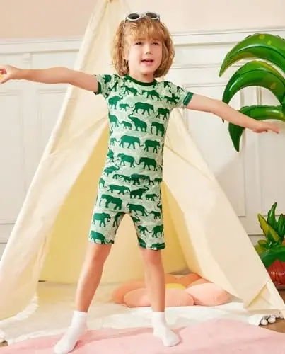 babee Reshinee Bamboo Viscose Toddler Boys Pajamas Set, Short Sleeve Kids | Boys & Girls 2-Piece Snug Fit PJs, 12M-8Y, Cool Summer Sleepwear, Breathable, Stretchy, Tagless, Buttery Soft, Cozy Jammies - 6