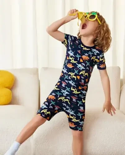 babee Reshinee Bamboo Viscose Toddler Car Pajamas Boys Girls Kids Short Cool Summer 12M-8Y Snug fit Pjs Set 2pcs - 5