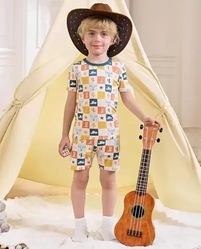 babee Reshinee Bamboo Viscose Toddler Car Pajamas Boys Girls Kids Short Cool Summer 12M-8Y Snug fit Pjs Set 2pcs - 4