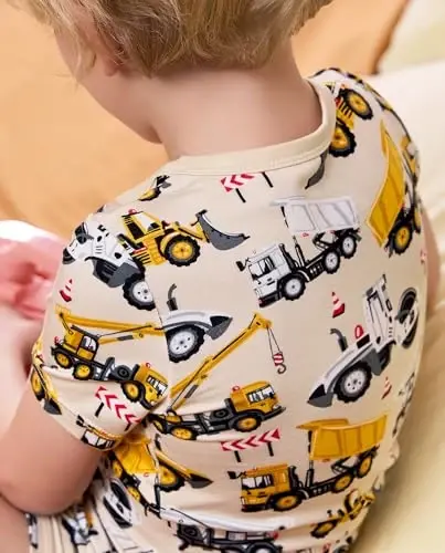 babee Reshinee Bamboo Viscose Toddler Car Pajamas Boys Girls Kids Short Cool Summer 12M-8Y Snug fit Pjs Set 2pcs - 3