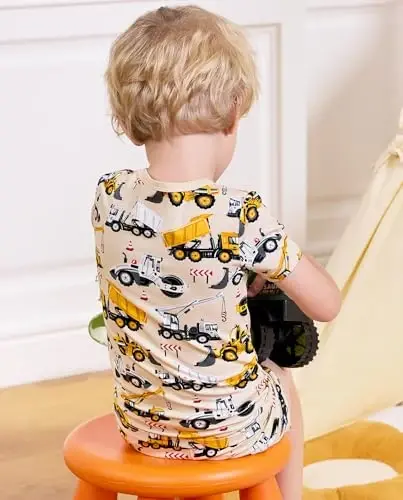 babee Reshinee Bamboo Viscose Toddler Car Pajamas Boys Girls Kids Short Cool Summer 12M-8Y Snug fit Pjs Set 2pcs - 5
