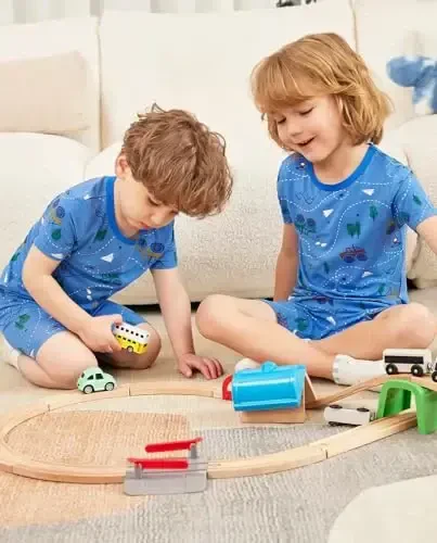 babee Reshinee Bamboo Viscose Toddler Car Pajamas Boys Girls Kids Short Cool Summer 12M-8Y Snug fit Pjs Set 2pcs - 5