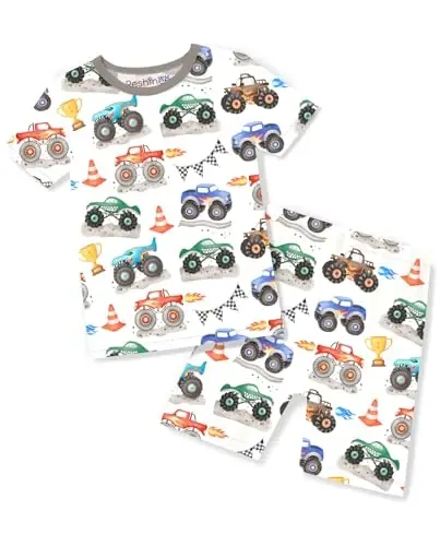 babee Reshinee Bamboo Viscose Toddler Car Pajamas Boys Girls Kids Short Cool Summer 12M-8Y Snug fit Pjs Set 2pcs 