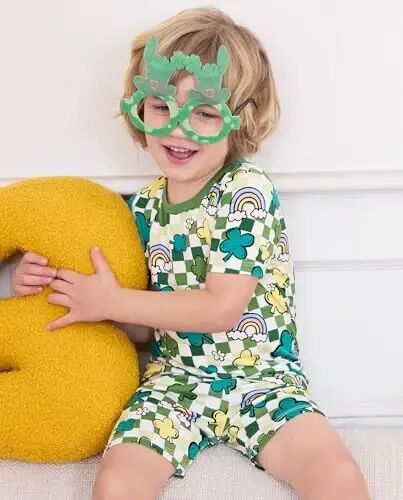 babee Reshinee Bamboo Viscose Toddler Car Pajamas Boys Girls Kids Short Cool Summer 12M-8Y Snug fit Pjs Set 2pcs - 6