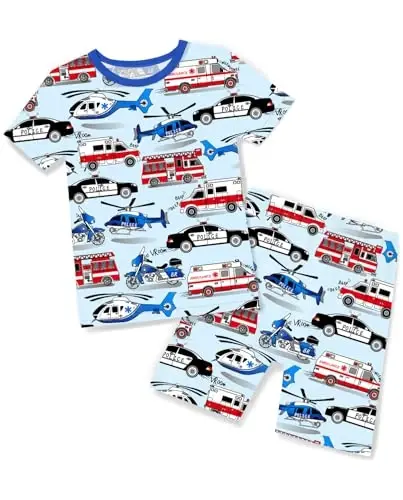 babee Reshinee Bamboo Viscose Toddler Car Pajamas Boys Girls Kids Short Cool Summer 12M-8Y Snug fit Pjs Set 2pcs 