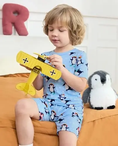 babee Reshinee Bamboo Viscose Toddler Car Pajamas Boys Girls Kids Short Cool Summer 12M-8Y Snug fit Pjs Set 2pcs - 6