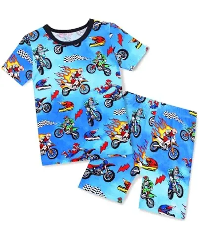 babee Reshinee Bamboo Viscose Toddler Car Pajamas Boys Girls Kids Short Cool Summer 12M-8Y Snug fit Pjs Set 2pcs 