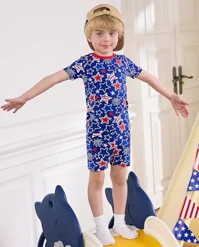 babee Reshinee Bamboo Viscose Toddler Car Pajamas Boys Girls Kids Short Cool Summer 12M-8Y Snug fit Pjs Set 2pcs - 4