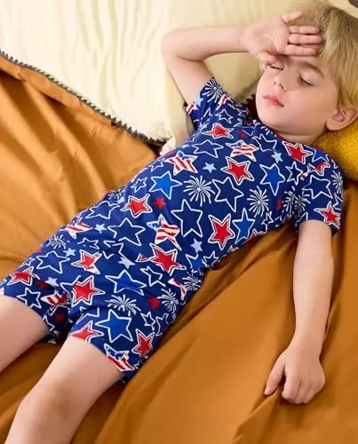 babee Reshinee Bamboo Viscose Toddler Boys Pajamas Set, Short Sleeve Kids | Boys & Girls 2-Piece Snug Fit PJs, 12M-8Y, Cool Summer Sleepwear, Breathable, Stretchy, Tagless, Buttery Soft, Cozy Jammies - 5