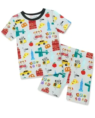 babee Reshinee Bamboo Viscose Toddler Boys Pajamas Set, Short Sleeve Kids | Boys & Girls 2-Piece Snug Fit PJs, 12M-8Y, Cool Summer Sleepwear, Breathable, Stretchy, Tagless, Buttery Soft, Cozy Jammies 