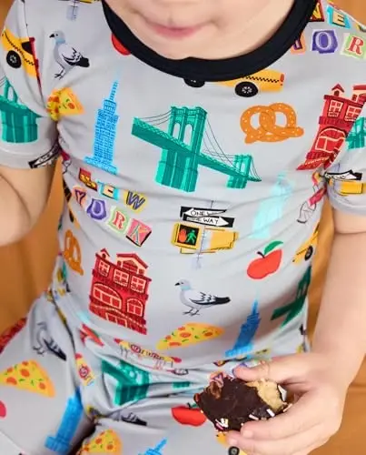 babee Reshinee Bamboo Viscose Toddler Boys Pajamas Set, Short Sleeve Kids | Boys & Girls 2-Piece Snug Fit PJs, 12M-8Y, Cool Summer Sleepwear, Breathable, Stretchy, Tagless, Buttery Soft, Cozy Jammies - 2
