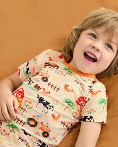 babee Reshinee Bamboo Viscose Toddler Boys Pajamas Set, Short Sleeve Kids | Boys & Girls 2-Piece Snug Fit PJs, 12M-8Y, Cool Summer Sleepwear, Breathable, Stretchy, Tagless, Buttery Soft, Cozy Jammies - 6