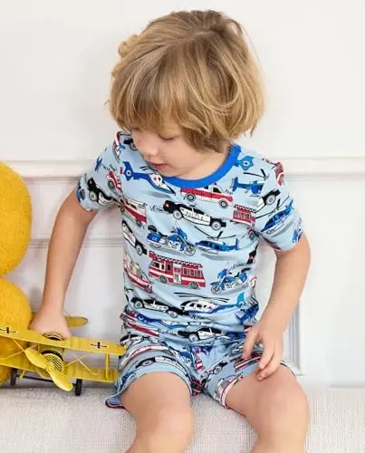 babee Reshinee Bamboo Viscose Toddler Boys Pajamas Set, Short Sleeve Kids | Boys & Girls 2-Piece Snug Fit PJs, 12M-8Y, Cool Summer Sleepwear, Breathable, Stretchy, Tagless, Buttery Soft, Cozy Jammies - 5