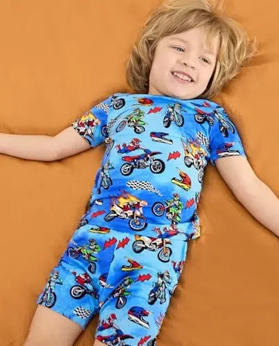 babee Reshinee Bamboo Viscose Toddler Boys Pajamas Set, Short Sleeve Kids | Boys & Girls 2-Piece Snug Fit PJs, 12M-8Y, Cool Summer Sleepwear, Breathable, Stretchy, Tagless, Buttery Soft, Cozy Jammies - 6