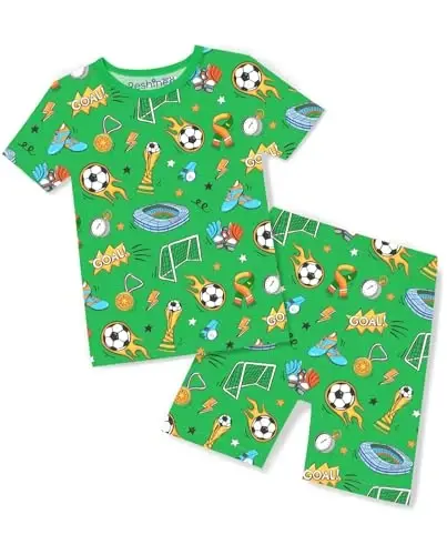 babee Reshinee Bamboo Viscose Toddler Boys Pajamas Set, Short Sleeve Kids | Boys & Girls 2-Piece Snug Fit PJs, 12M-8Y, Cool Summer Sleepwear, Breathable, Stretchy, Tagless, Buttery Soft, Cozy Jammies 