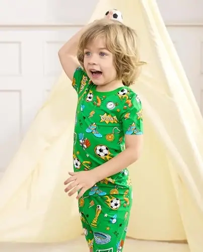 babee Reshinee Bamboo Viscose Toddler Boys Pajamas Set, Short Sleeve Kids | Boys & Girls 2-Piece Snug Fit PJs, 12M-8Y, Cool Summer Sleepwear, Breathable, Stretchy, Tagless, Buttery Soft, Cozy Jammies - 6