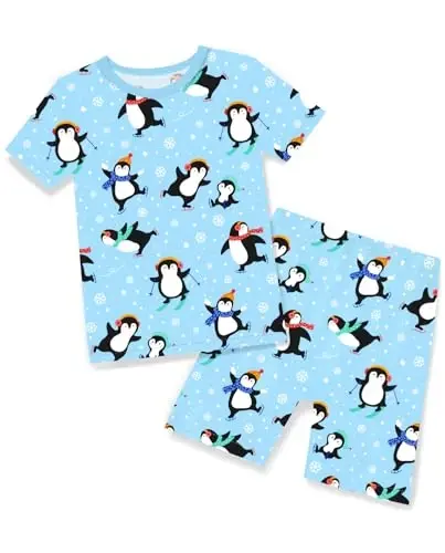 babee Reshinee Bamboo Viscose Toddler Boys Pajamas Set, Short Sleeve Kids | Boys & Girls 2-Piece Snug Fit PJs, 12M-8Y, Cool Summer Sleepwear, Breathable, Stretchy, Tagless, Buttery Soft, Cozy Jammies 