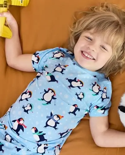 babee Reshinee Bamboo Viscose Toddler Boys Pajamas Set, Short Sleeve Kids | Boys & Girls 2-Piece Snug Fit PJs, 12M-8Y, Cool Summer Sleepwear, Breathable, Stretchy, Tagless, Buttery Soft, Cozy Jammies - 4